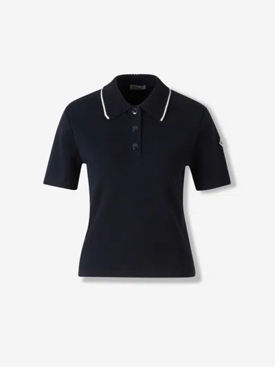 Moncler Knitted Polo Shirt In Black