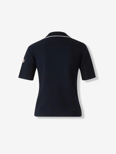 Moncler Knitted Polo Shirt In Black