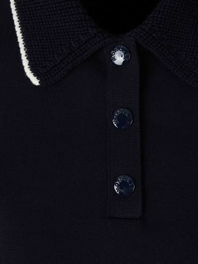 Moncler Knitted Polo Shirt In Black