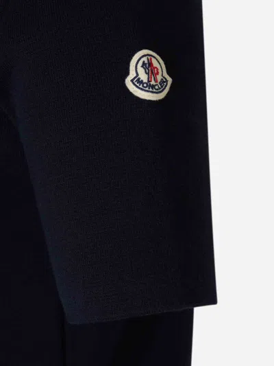 Moncler Knitted Polo Shirt In Black