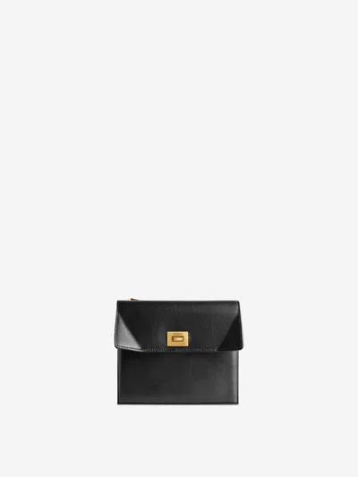 Balenciaga Rodeo Flap Leather Card Holder In Black