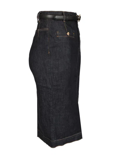 Self-portrait Indigo Denim Midi Skirt In Black