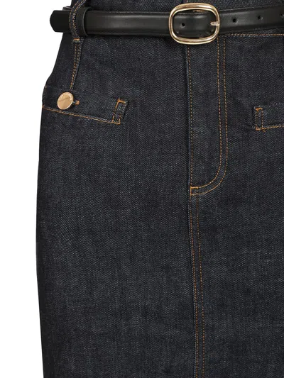 Self-portrait Indigo Denim Midi Skirt In Black