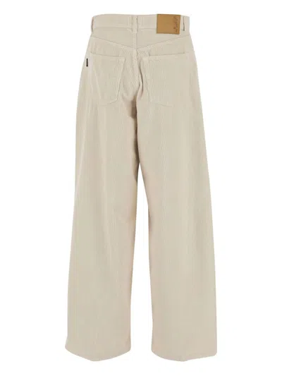 Haikure Oversized Velvet Trousers Belt Loops In Brown