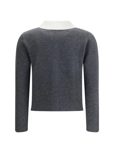 Self-portrait Self Portrait Women Wool Blend Cardigan With Contrasting Collar In Gray