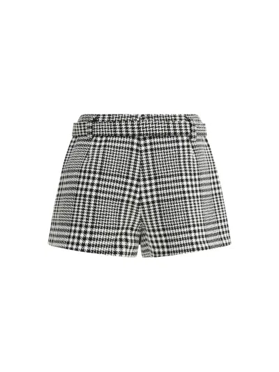 Self-portrait Houndstooth Wool Pants-skirt In Black