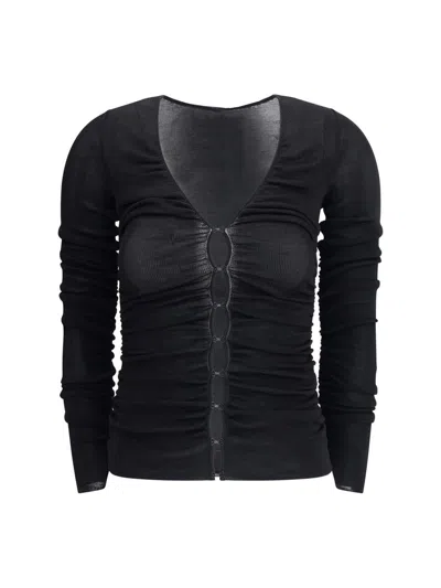 Self-portrait Viscose Knit Top In Black