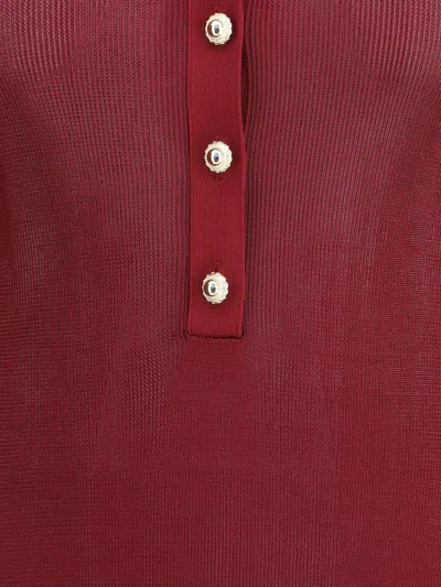 Self-portrait Self Portrait Women Burgundy Viscose Knit Long-sleeved Bodysuit In Burgundy