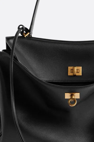 Balenciaga Smooth Black Calfskin Medium Rodeo Bag Women In Black