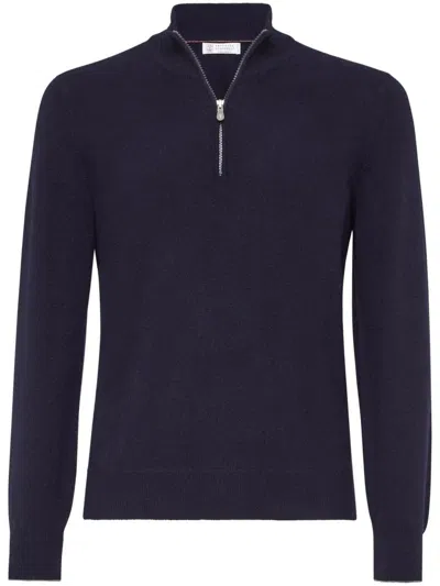 Brunello Cucinelli Ribbed Collar High Neck Sweater