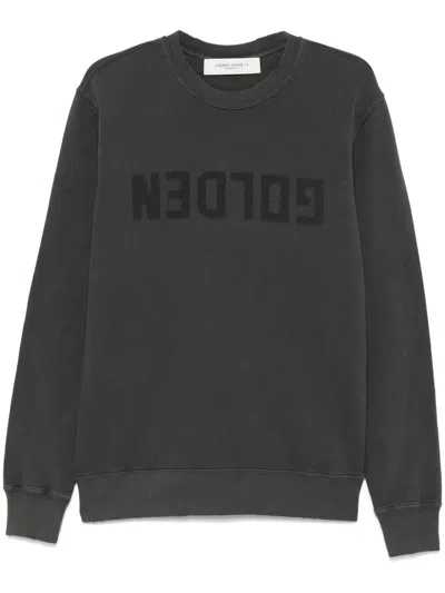 Golden Goose Golden M S Regular Sweatshirt Distressed Cotton Jersey With Logo Clothing In Brown