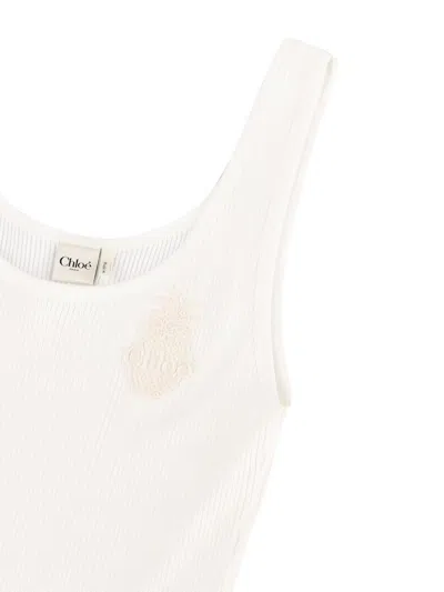 Chloé Ribbed Jersey Top In White