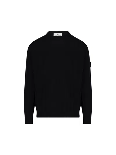 Stone Island Black Sweatshirt With Pockets And Compass Logo In Black
