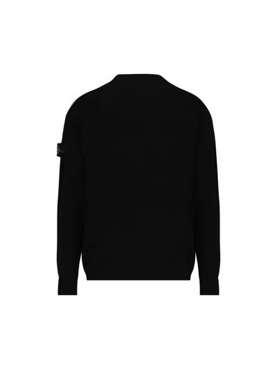 Stone Island Black Sweatshirt With Pockets And Compass Logo In Black