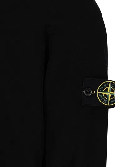 Stone Island Black Sweatshirt With Pockets And Compass Logo In Black
