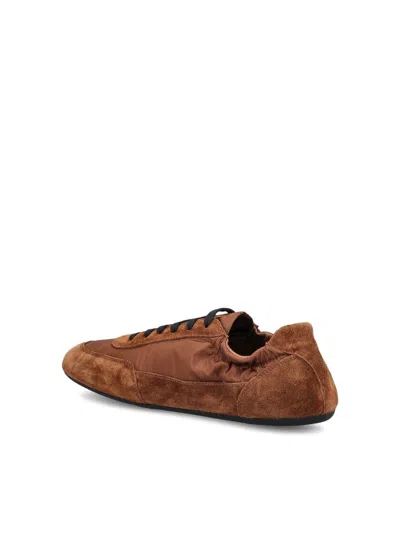 Prada Geometric Tread Lightweight Ballerina Sole In Brown