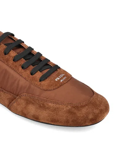 Prada Geometric Tread Lightweight Ballerina Sole In Brown