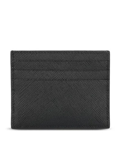 Prada Textured Black Cardholder With Subtle Logo In Black