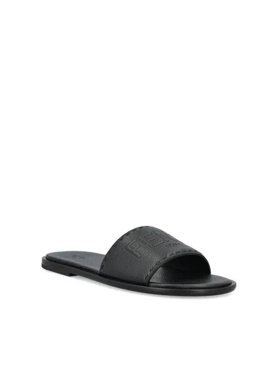 Fendi Sandals With Logo In Black