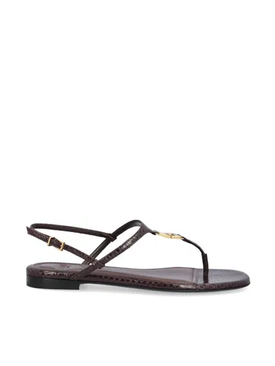 Fendi Dark Purple Ayers Thong Sandals In Brown
