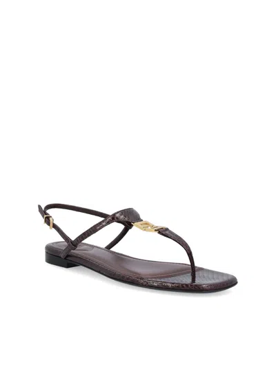 Fendi Dark Purple Ayers Thong Sandals In Brown