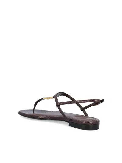 Fendi Dark Purple Ayers Thong Sandals In Brown