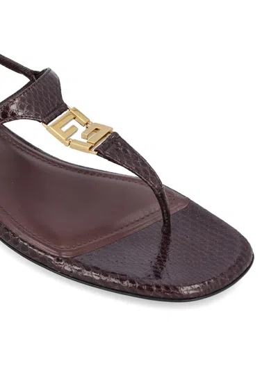 Fendi Dark Purple Ayers Thong Sandals In Brown