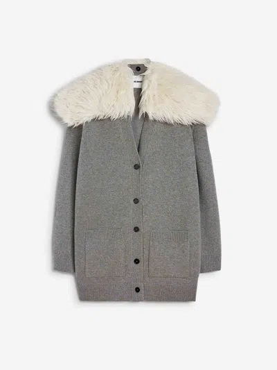 Jil Sander Wool, Cotton, And Cashmere-blend Cardigan In Gray
