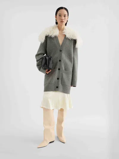 Jil Sander Wool, Cotton, And Cashmere-blend Cardigan In Gray
