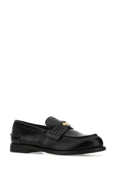 Miu Miu Suede Penny Loafers In Black