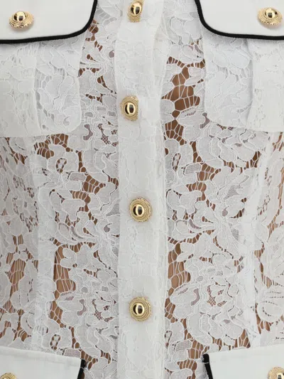 Self-portrait Delicate Lace Dress With Structured Pockets In White