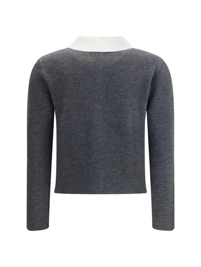 Self-portrait Self Portrait Women Wool Blend Cardigan With Contrasting Collar In Gray