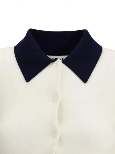 Self-portrait Self Portrait Women Wool Cardigan With Contrasting Collar In White