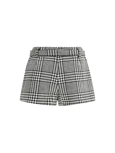 Self-portrait Houndstooth Wool Pants-skirt In Black
