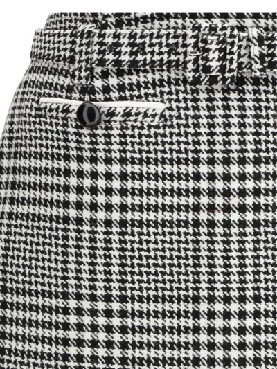 Self-portrait Houndstooth Wool Pants-skirt In Black
