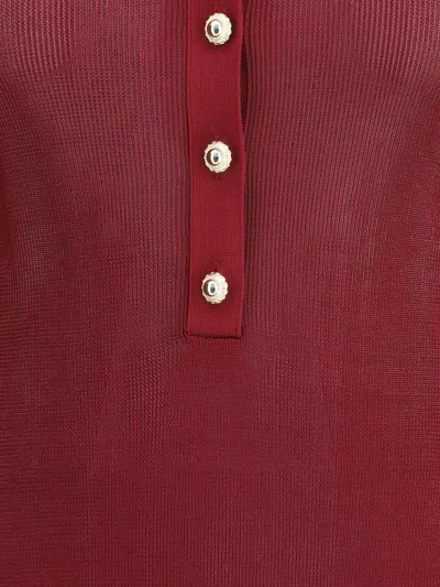 Self-portrait Self Portrait Women Burgundy Viscose Knit Long-sleeved Bodysuit In Burgundy