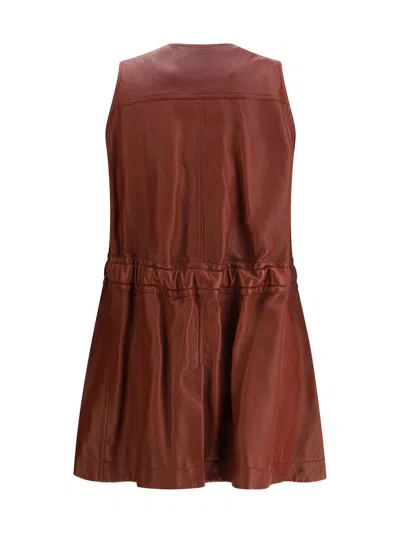 Chloé Women Leather Vest In Red