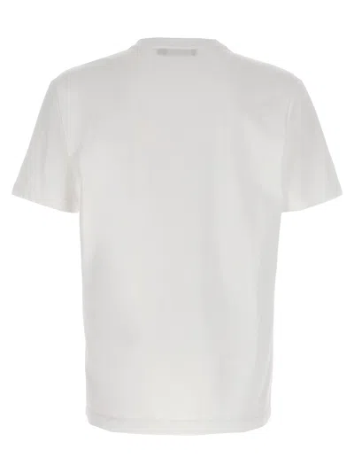 Dolce & Gabbana White Crewneck T-shirt With Logo Lettering Print On The Front In Gray