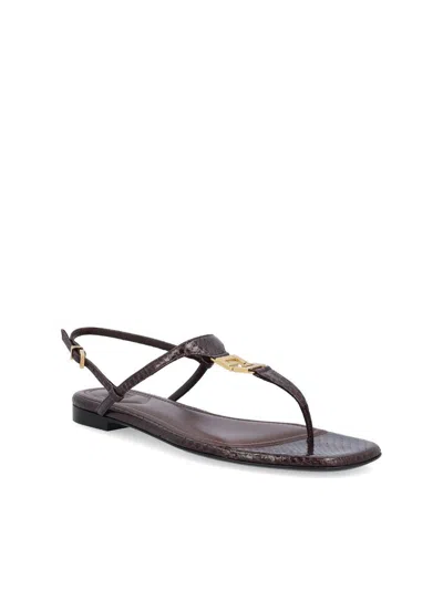 Fendi Dark Purple Ayers Thong Sandals In Brown