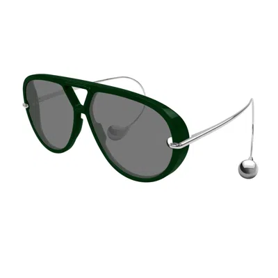 Bottega Veneta Bv1273s Linea Unapologetic 008 Green Silver Grey Sunglasses In Green