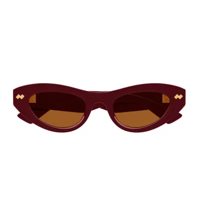 Bottega Veneta Bv1350s Linea Ribbon 005 Burgundy Brown Sunglasses In Brown