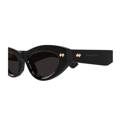 Bottega Veneta Bv1350s Linea Ribbon 001 Black Grey Sunglasses In Black