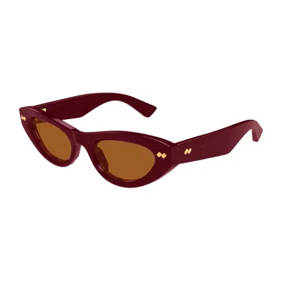 Bottega Veneta Bv1350s Linea Ribbon 005 Burgundy Brown Sunglasses In Brown