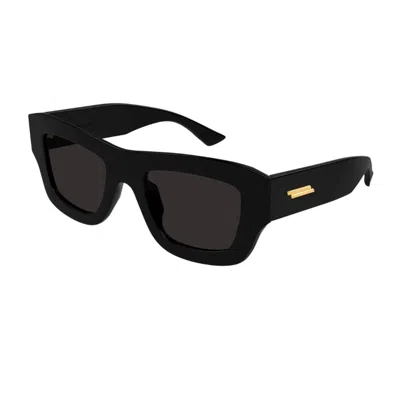 Bottega Veneta Bv1357s Linea Ribbon 001 Black Grey Sunglasses In Black
