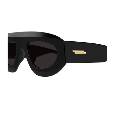 Bottega Veneta Bv1358s Linea Ribbon 001 Black Grey Sunglasses In Black