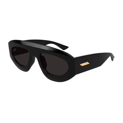 Bottega Veneta Bv1358s Linea Ribbon 001 Black Grey Sunglasses In Black