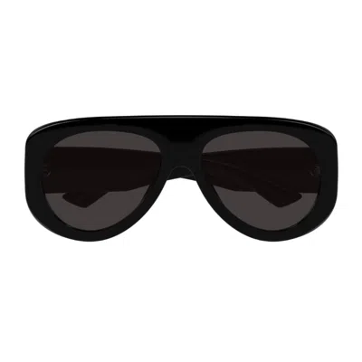 Bottega Veneta Bv1362s Linea Ribbon 001 Black Grey Sunglasses In Black