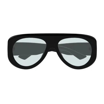 Bottega Veneta Bv1362s Linea Ribbon 004 Black Light Blue Sunglasses In Black