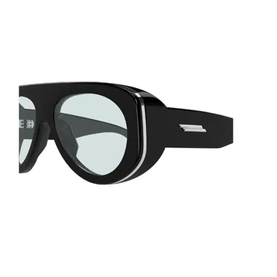Bottega Veneta Bv1362s Linea Ribbon 004 Black Light Blue Sunglasses In Black