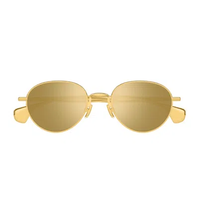 Bottega Veneta Gold-gold-gold Metal Sunglasses